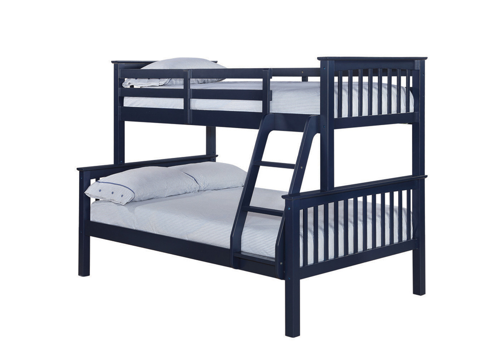 Gabal Trio Bunk Bed Solid Navy Blue IPPY