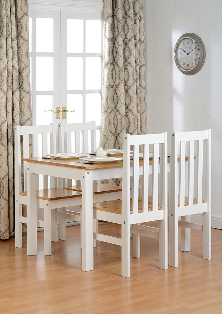 White and Oak Dining Table Set (With 4 Chairs) – IPPY